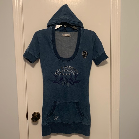 Ed Hardy Tops - Ed Hardy hoody tunic dress xs